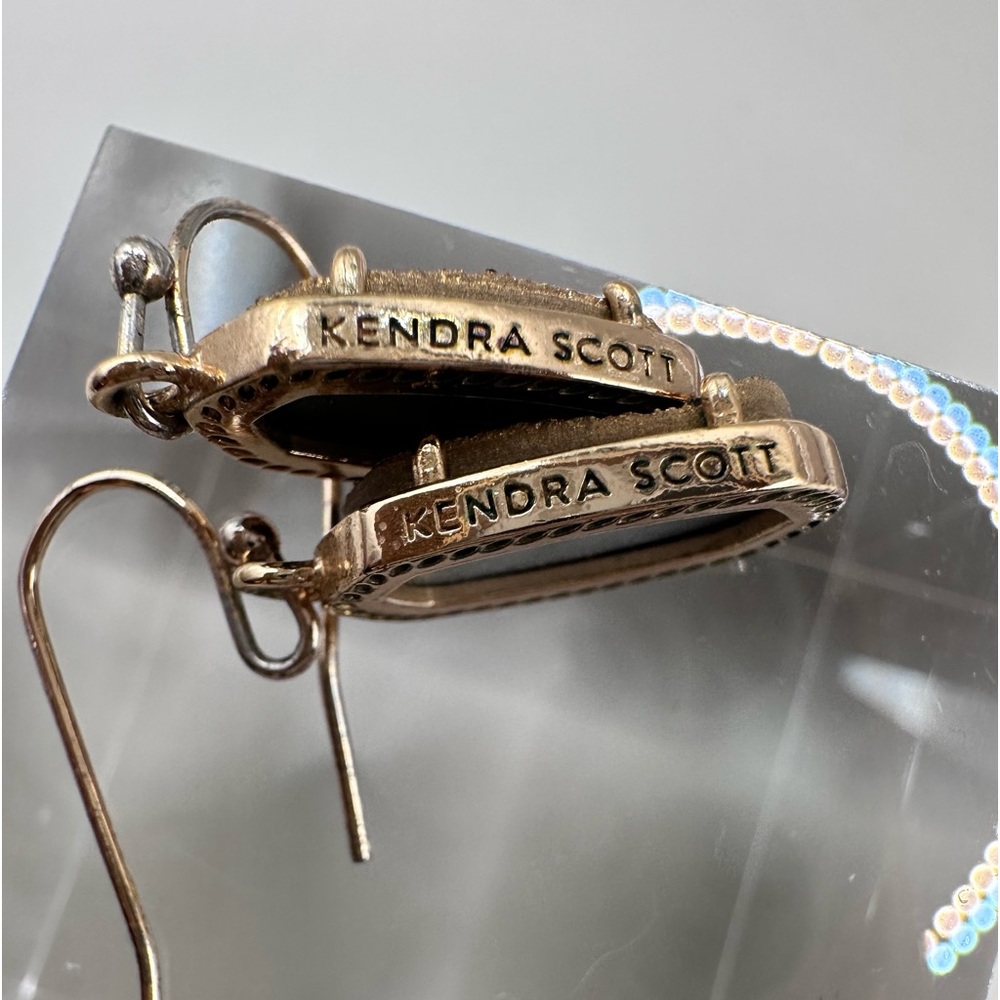 KENDRA SCOTT βοΈ Lee Rose Gold Drop Earrings in Rose Gold Drusy, EUC - Picture 3 of 7